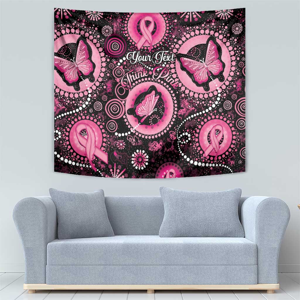 Personalised Australia Indigenous Tapestry Breast Cancer Ribbon Think Pink - Black Version - Vibe Hoodie Shop