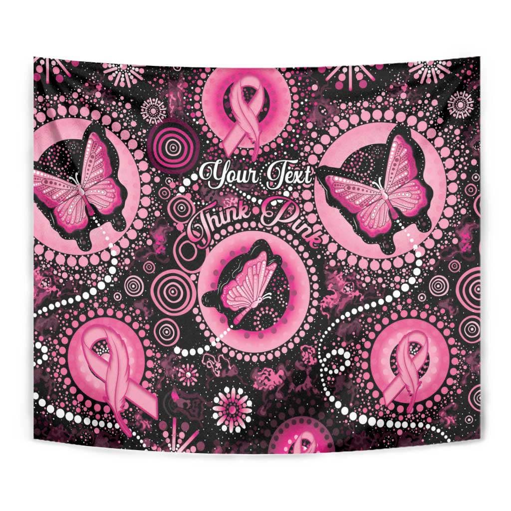 Personalised Australia Indigenous Tapestry Breast Cancer Ribbon Think Pink - Black Version - Vibe Hoodie Shop