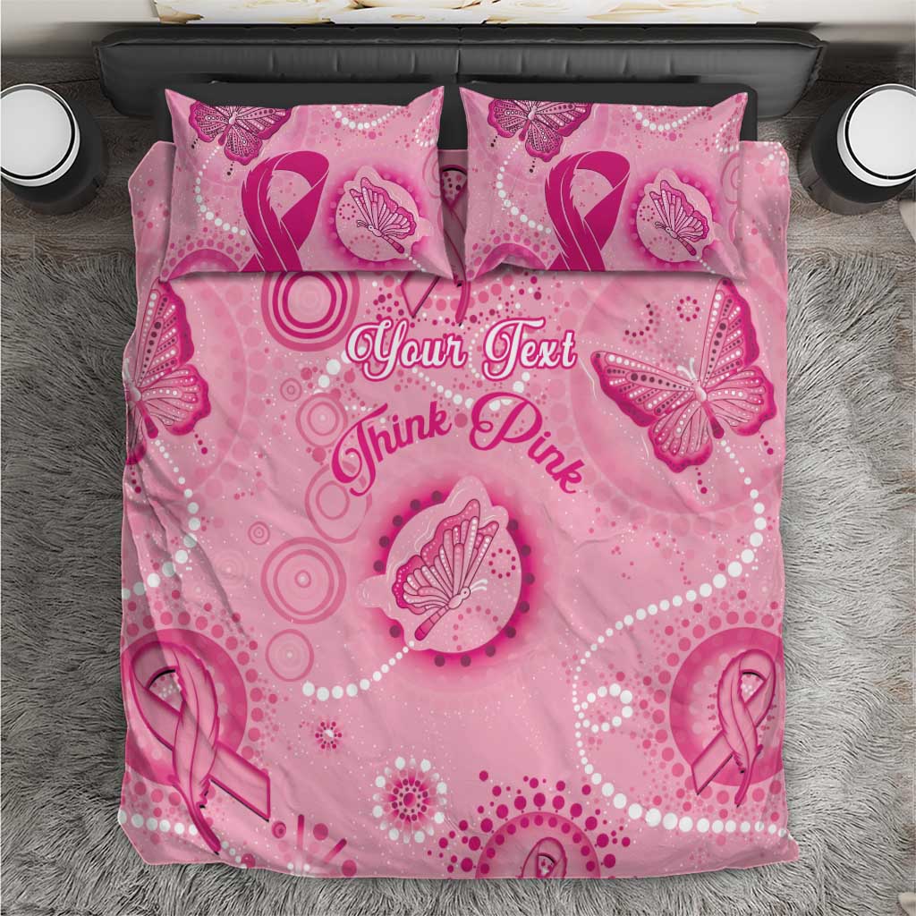 Personalised Australia Indigenous Bedding Set Breast Cancer Ribbon Think Pink - Pink Version - Vibe Hoodie Shop