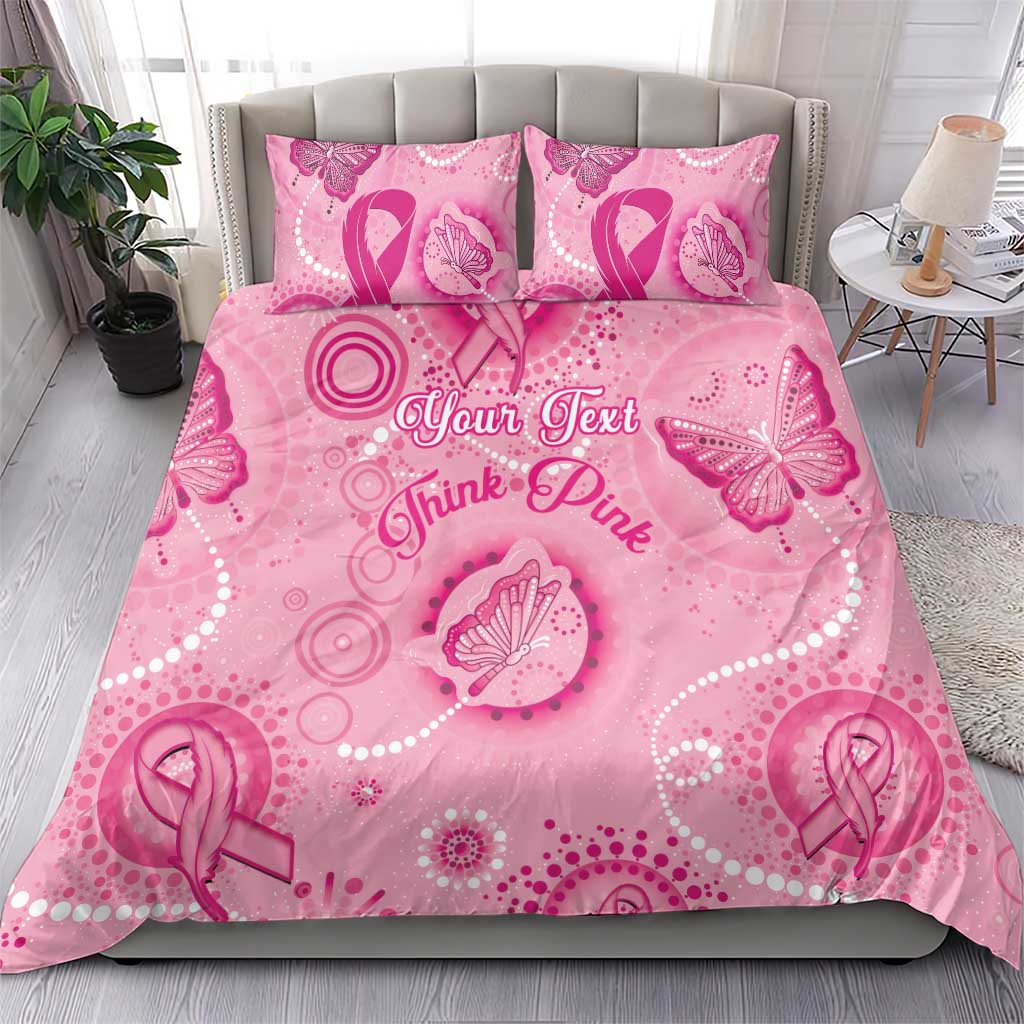 Personalised Australia Indigenous Bedding Set Breast Cancer Ribbon Think Pink - Pink Version - Vibe Hoodie Shop