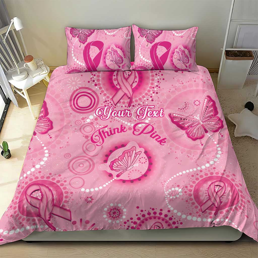 Personalised Australia Indigenous Bedding Set Breast Cancer Ribbon Think Pink - Pink Version - Vibe Hoodie Shop