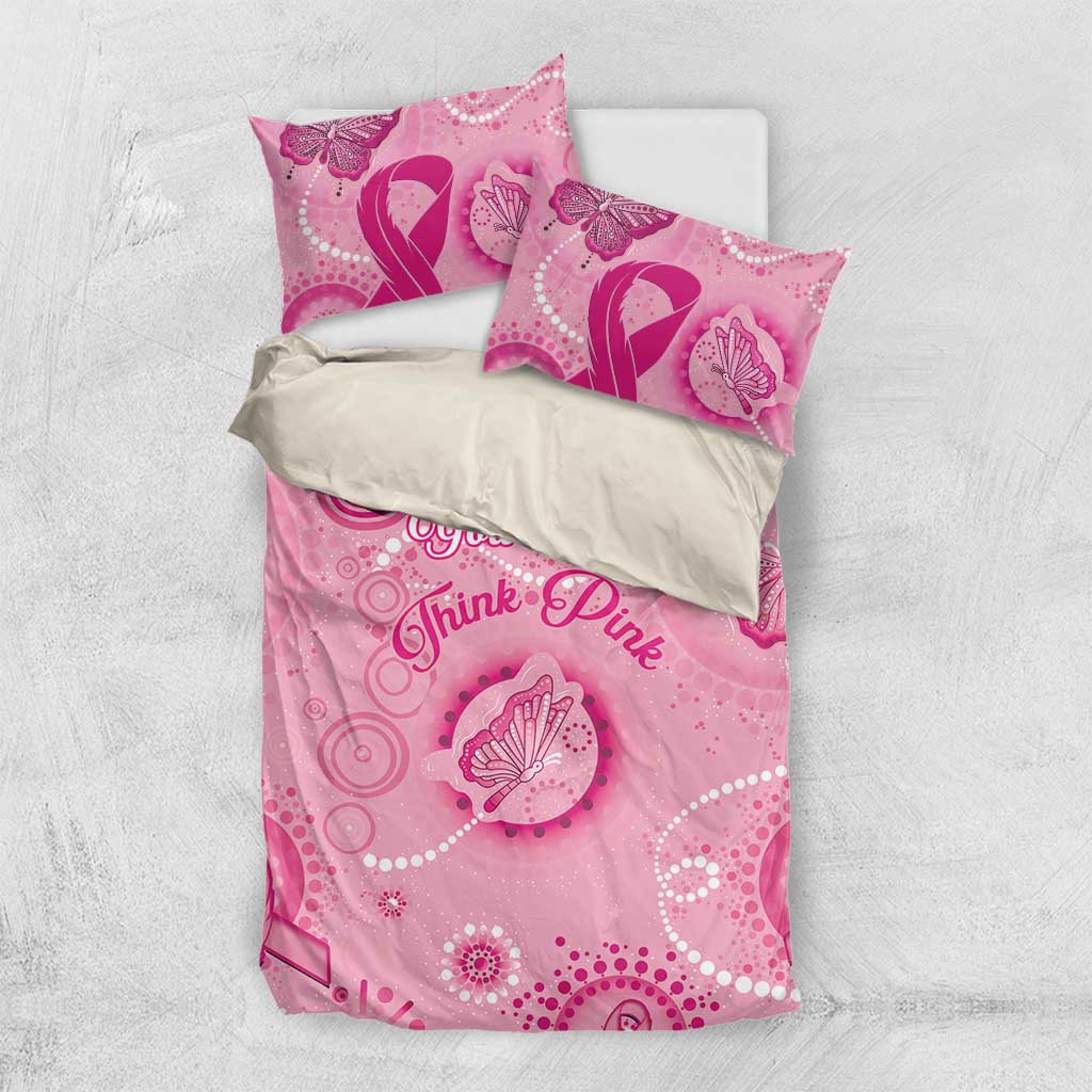 Personalised Australia Indigenous Bedding Set Breast Cancer Ribbon Think Pink - Pink Version - Vibe Hoodie Shop