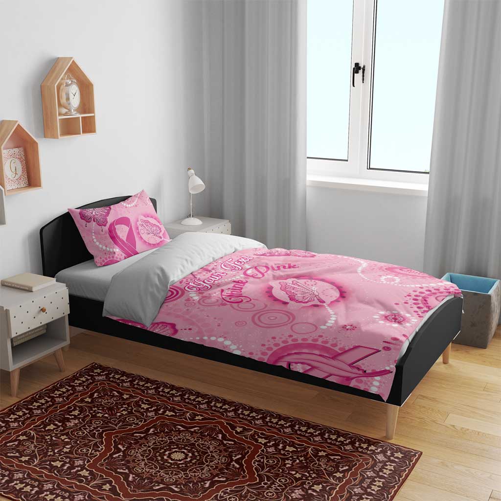 Personalised Australia Indigenous Bedding Set Breast Cancer Ribbon Think Pink - Pink Version - Vibe Hoodie Shop