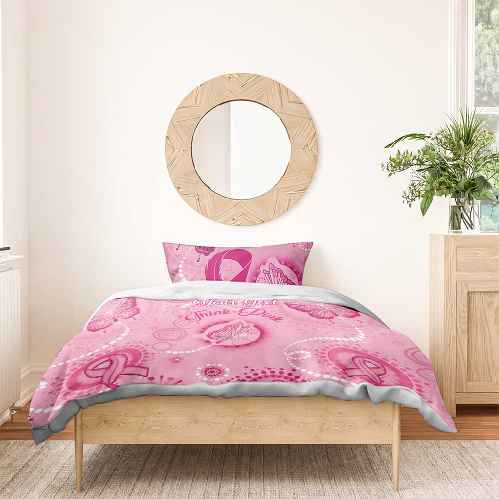 Personalised Australia Indigenous Bedding Set Breast Cancer Ribbon Think Pink - Pink Version - Vibe Hoodie Shop