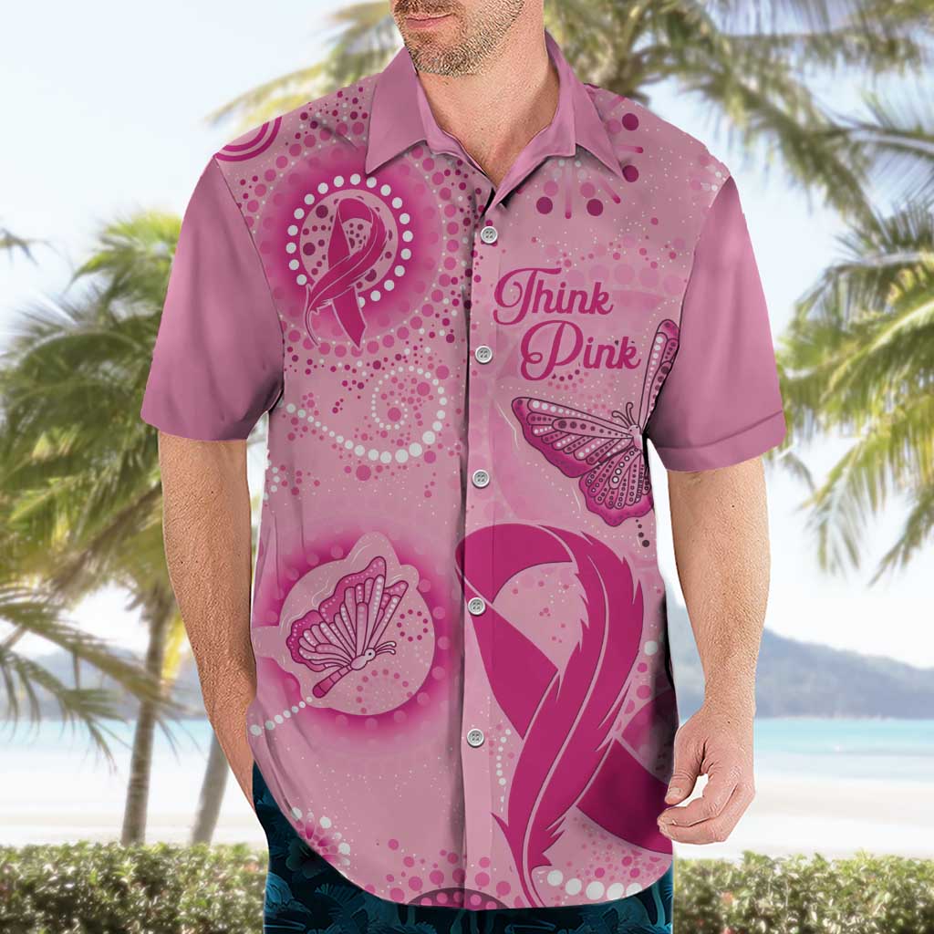 Personalised Australia Indigenous Hawaiian Shirt Breast Cancer Ribbon Think Pink - Pink Version - Vibe Hoodie Shop