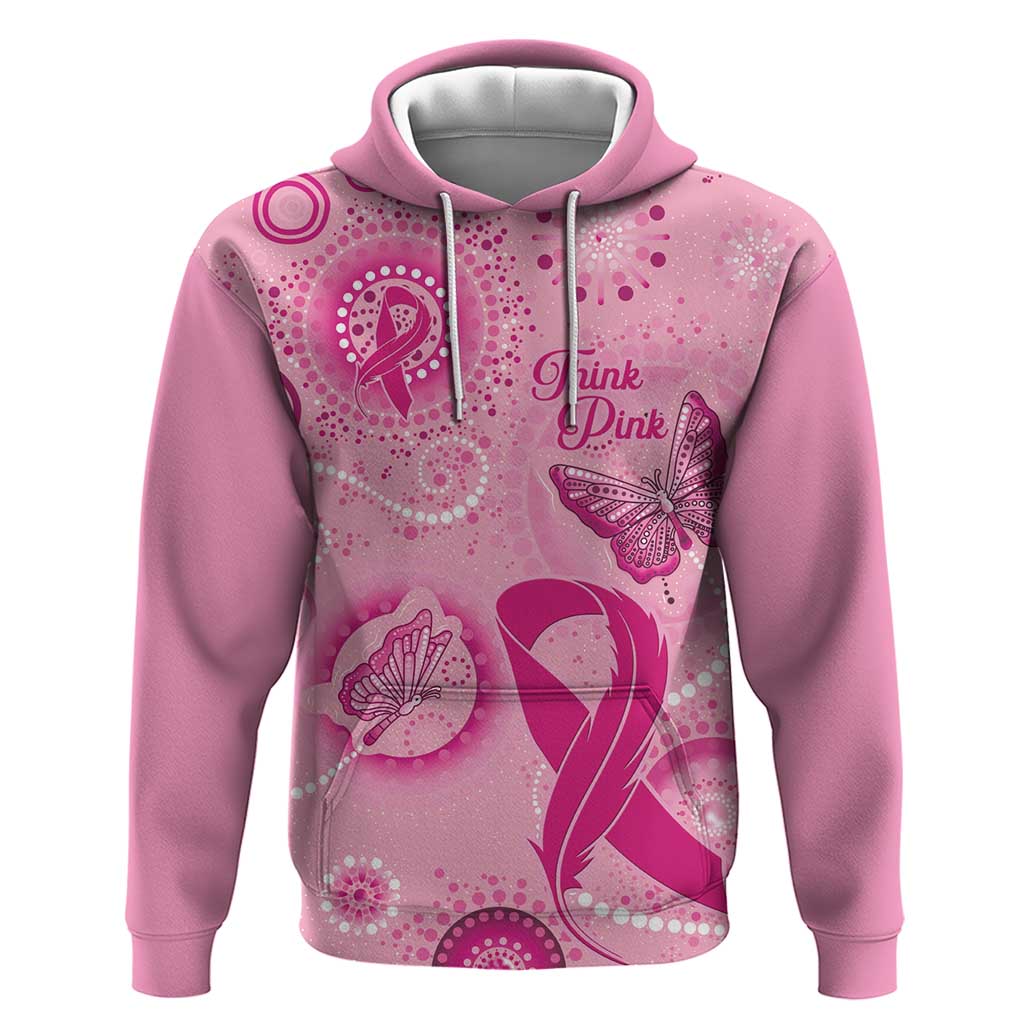 Personalised Australia Indigenous Hoodie Breast Cancer Ribbon Think Pink - Pink Version - Vibe Hoodie Shop