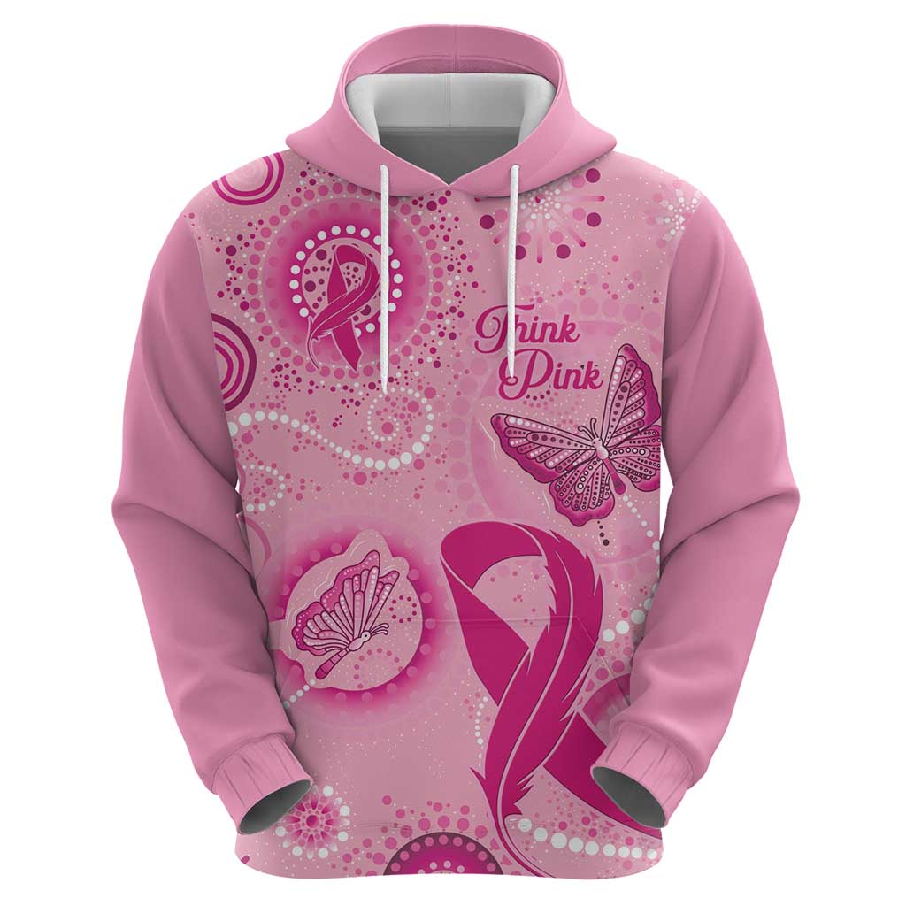 Personalised Australia Indigenous Hoodie Breast Cancer Ribbon Think Pink - Pink Version - Vibe Hoodie Shop