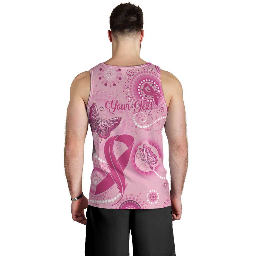 Personalised Australia Indigenous Men Tank Top Breast Cancer Ribbon Think Pink - Pink Version - Vibe Hoodie Shop