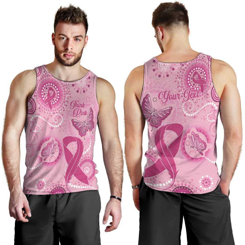 Personalised Australia Indigenous Men Tank Top Breast Cancer Ribbon Think Pink - Pink Version - Vibe Hoodie Shop