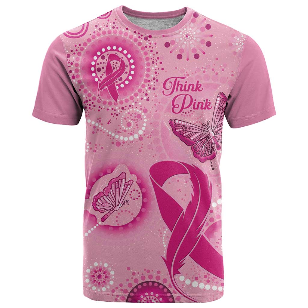 Personalised Australia Indigenous T Shirt Breast Cancer Ribbon Think Pink - Pink Version - Vibe Hoodie Shop