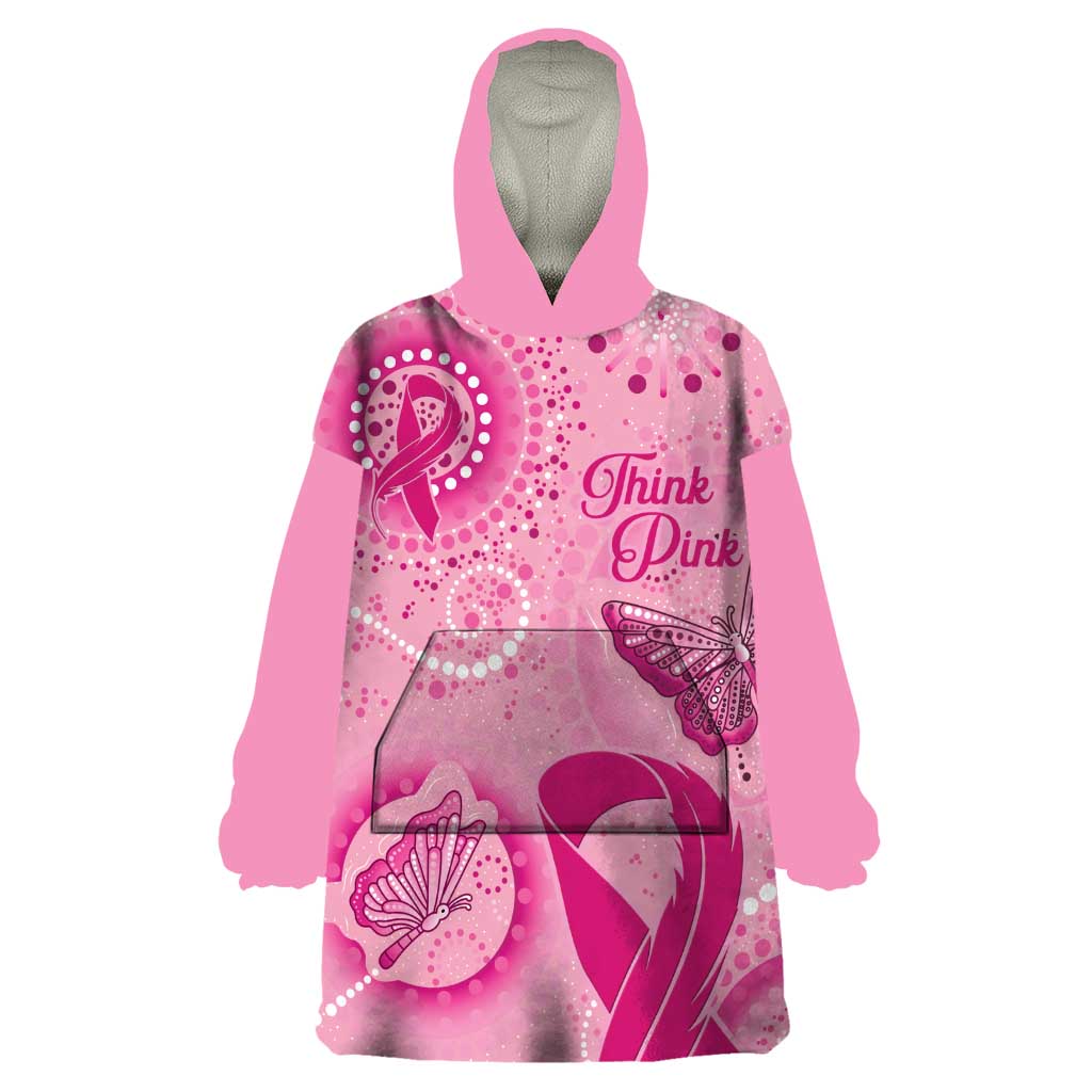 Personalised Australia Indigenous Wearable Blanket Hoodie Breast Cancer Ribbon Think Pink - Pink Version - Vibe Hoodie Shop