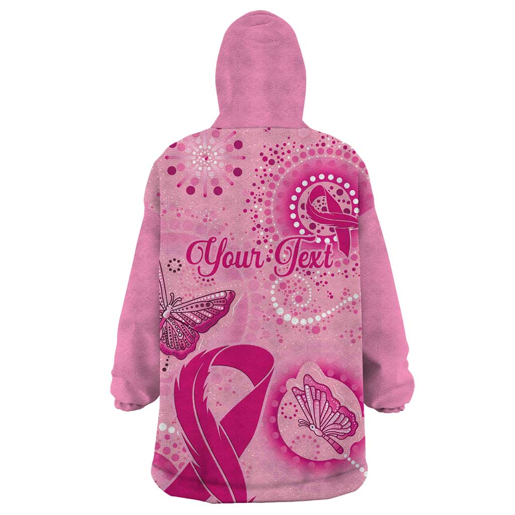 Personalised Australia Indigenous Wearable Blanket Hoodie Breast Cancer Ribbon Think Pink - Pink Version - Vibe Hoodie Shop