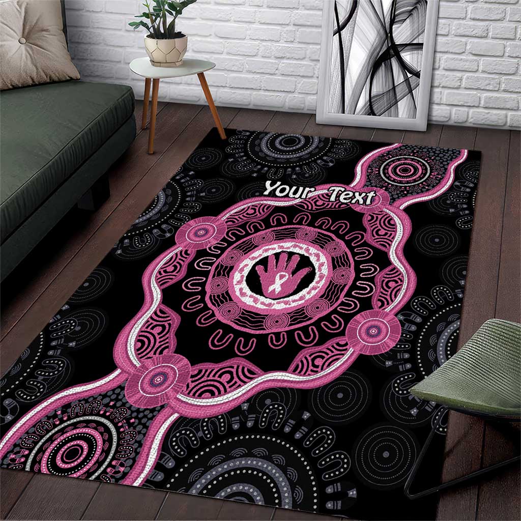 Personalised Australia Breast Cancer Area Rug Brave Strong Aboriginal Art - Vibe Hoodie Shop