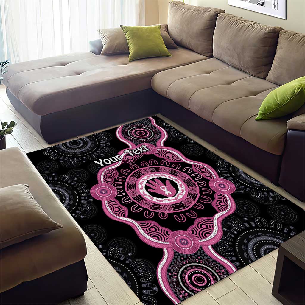 Personalised Australia Breast Cancer Area Rug Brave Strong Aboriginal Art - Vibe Hoodie Shop