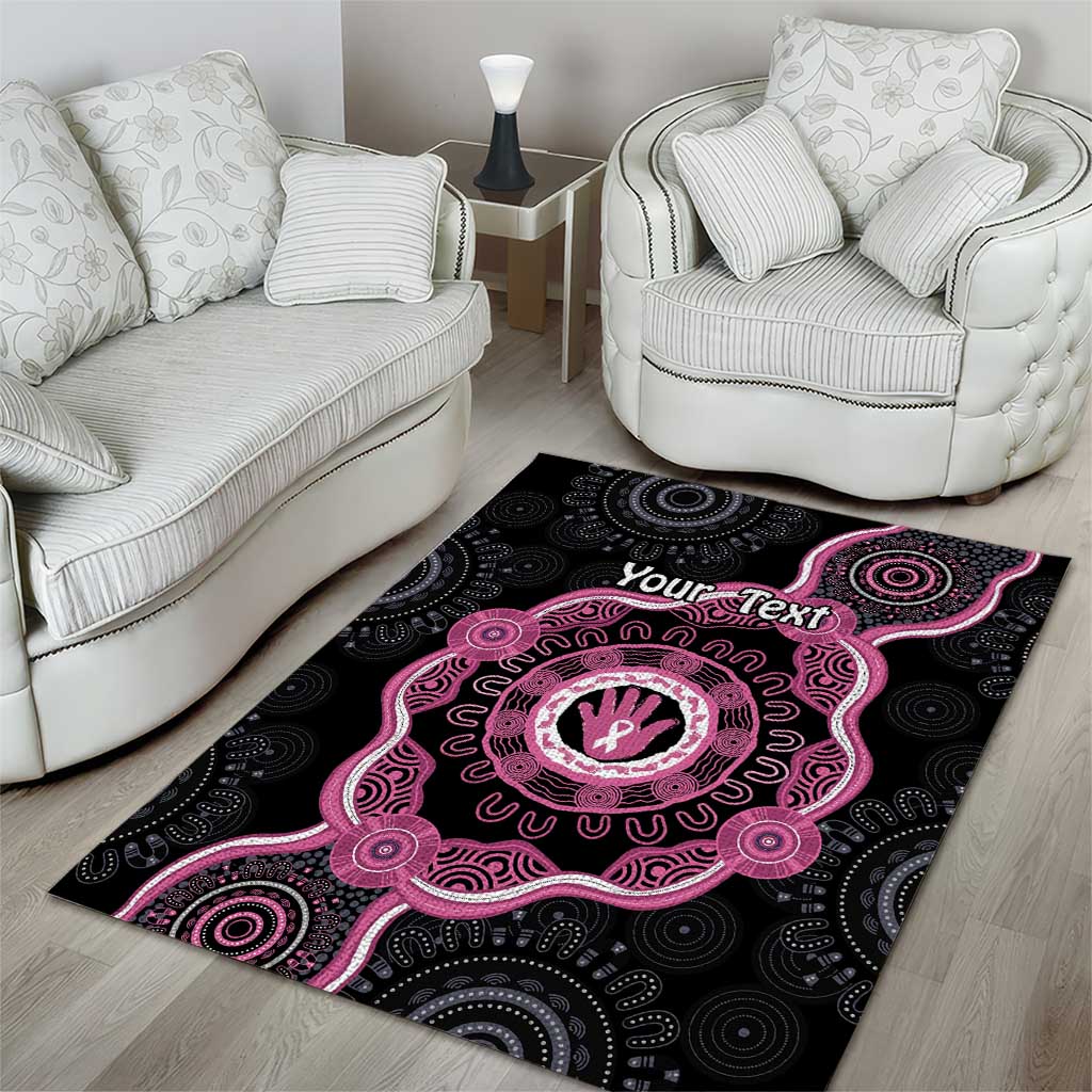 Personalised Australia Breast Cancer Area Rug Brave Strong Aboriginal Art - Vibe Hoodie Shop