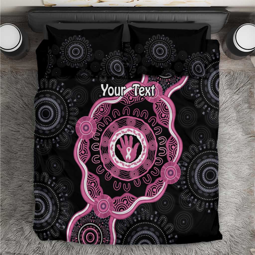 Personalised Australia Breast Cancer Bedding Set Brave Strong Aboriginal Art - Vibe Hoodie Shop