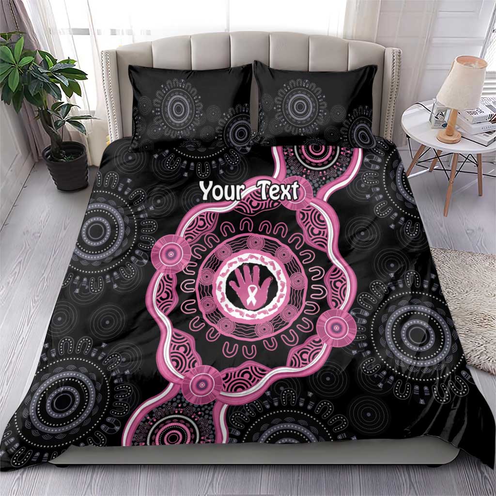 Personalised Australia Breast Cancer Bedding Set Brave Strong Aboriginal Art - Vibe Hoodie Shop