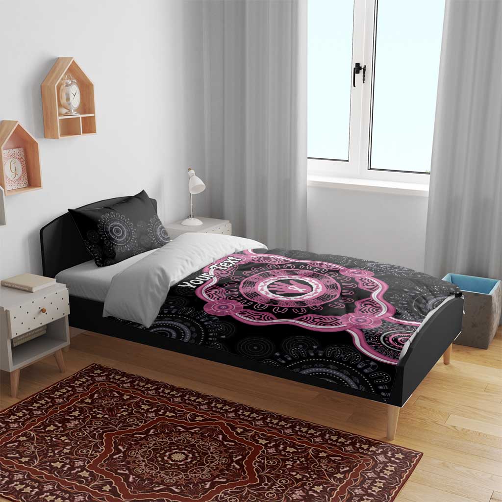 Personalised Australia Breast Cancer Bedding Set Brave Strong Aboriginal Art - Vibe Hoodie Shop