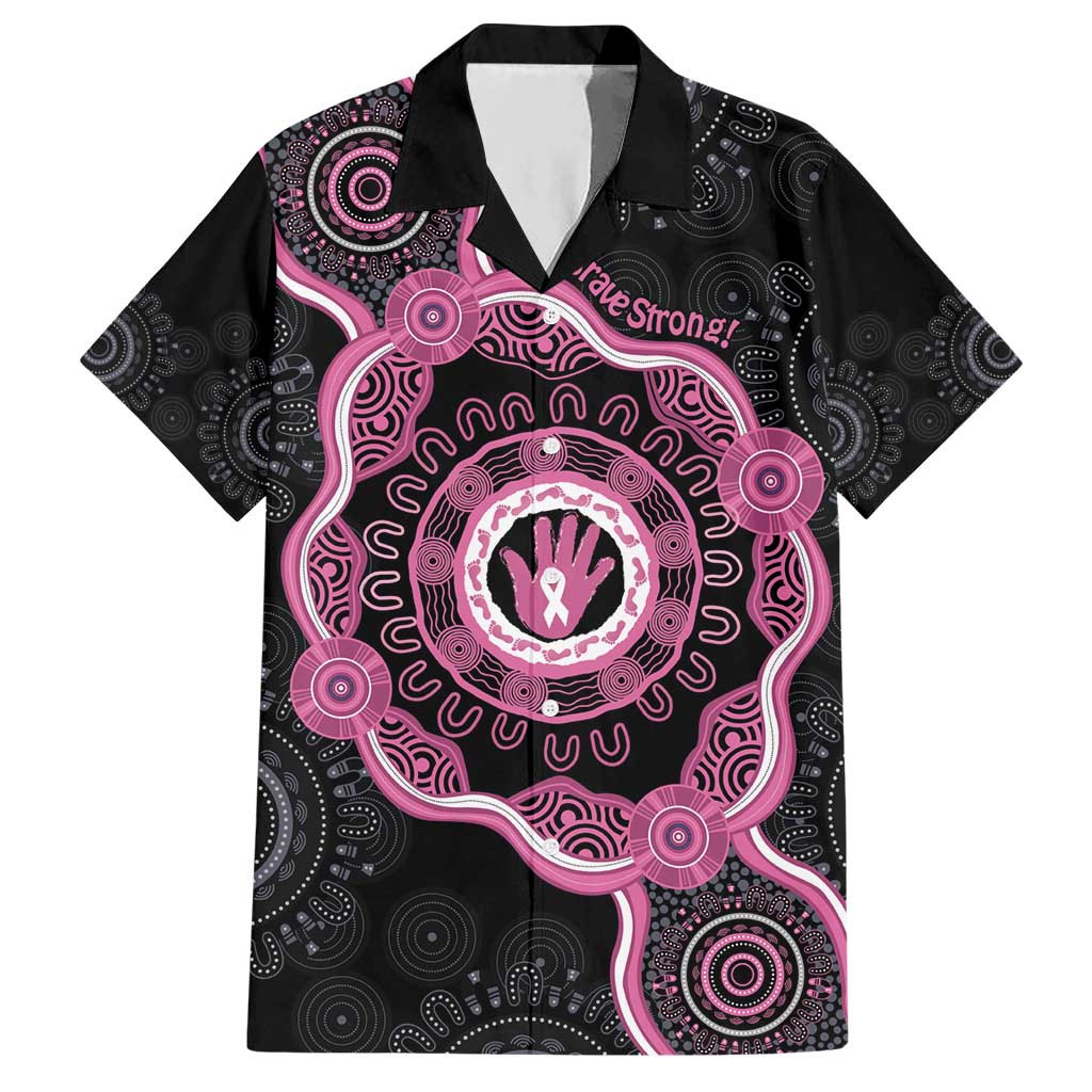 Personalised Australia Breast Cancer Hawaiian Shirt Brave Strong Aboriginal Art - Vibe Hoodie Shop