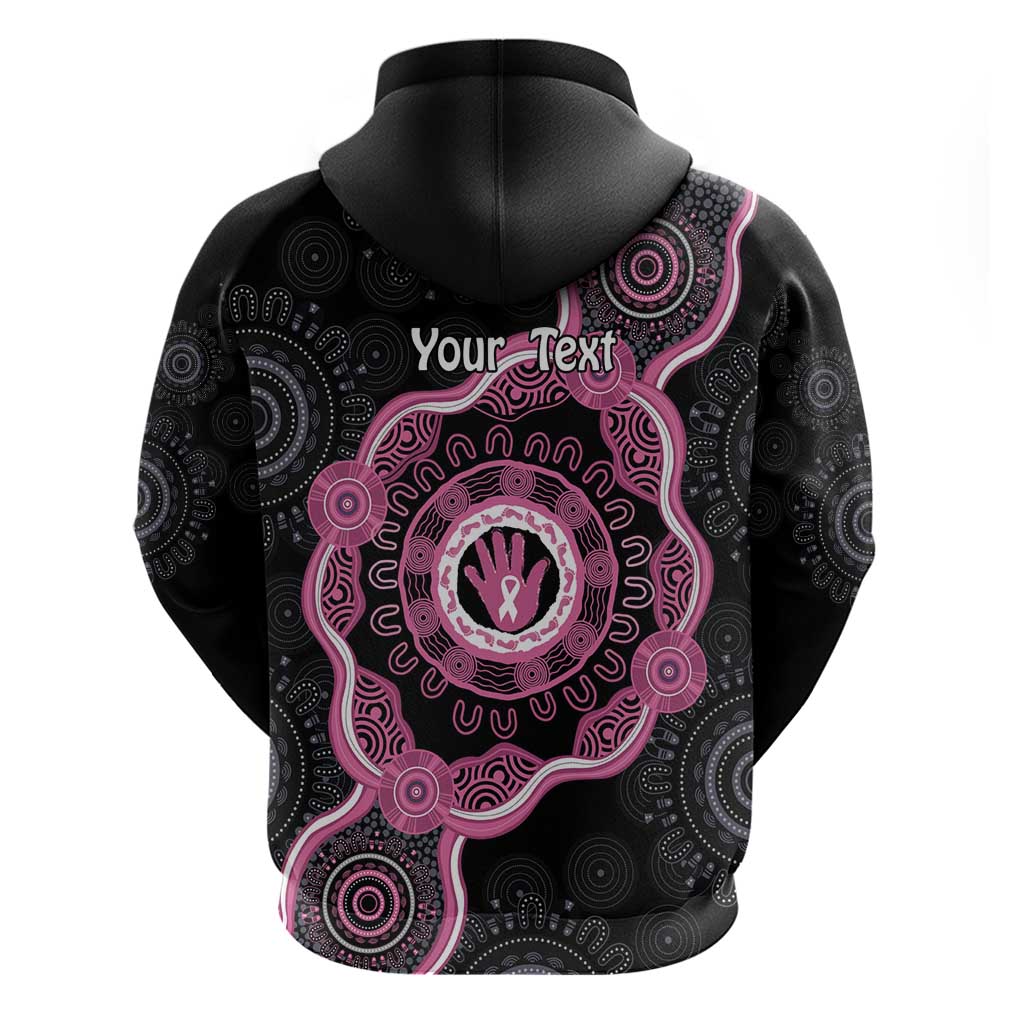 Personalised Australia Breast Cancer Hoodie Brave Strong Aboriginal Art - Vibe Hoodie Shop