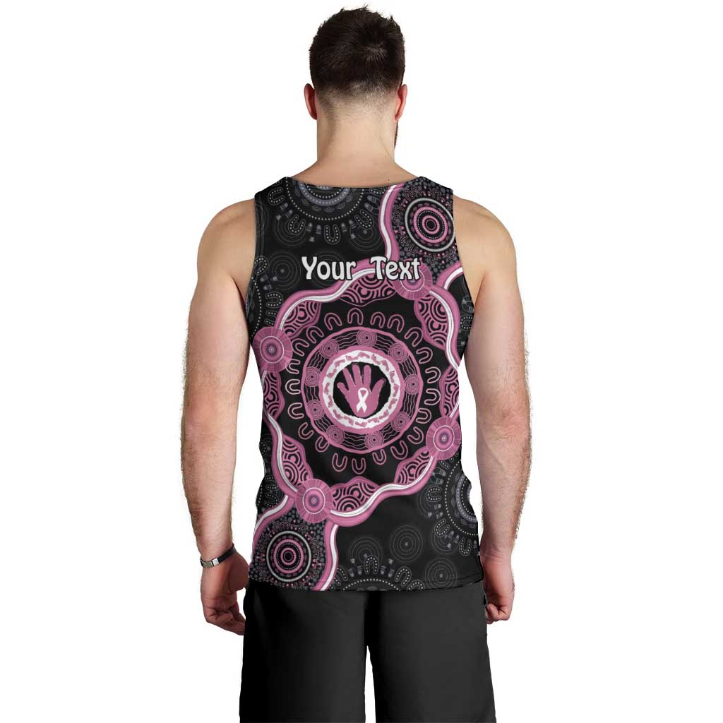 Personalised Australia Breast Cancer Men Tank Top Brave Strong Aboriginal Art - Vibe Hoodie Shop