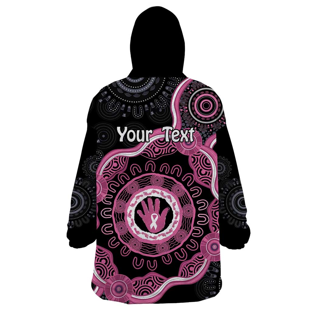 Personalised Australia Breast Cancer Wearable Blanket Hoodie Brave Strong Aboriginal Art - Vibe Hoodie Shop