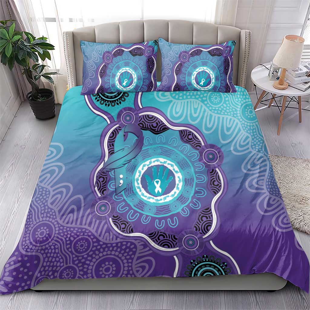 Australia Indigenous Bedding Set Suicide Prevention Month Ribbon Aboriginal Art - Vibe Hoodie Shop