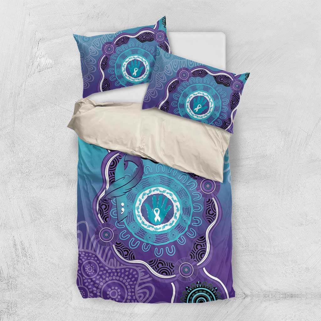 Australia Indigenous Bedding Set Suicide Prevention Month Ribbon Aboriginal Art - Vibe Hoodie Shop
