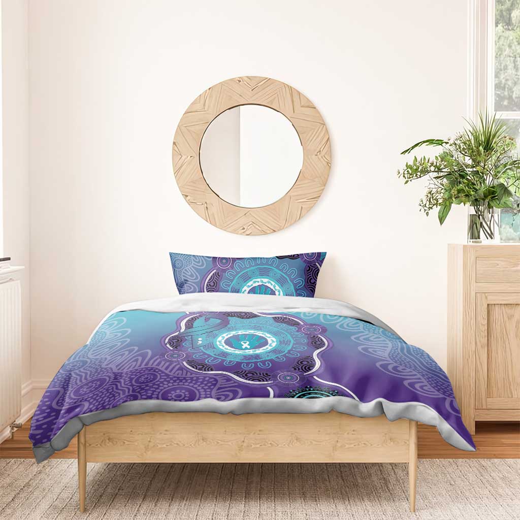 Australia Indigenous Bedding Set Suicide Prevention Month Ribbon Aboriginal Art - Vibe Hoodie Shop