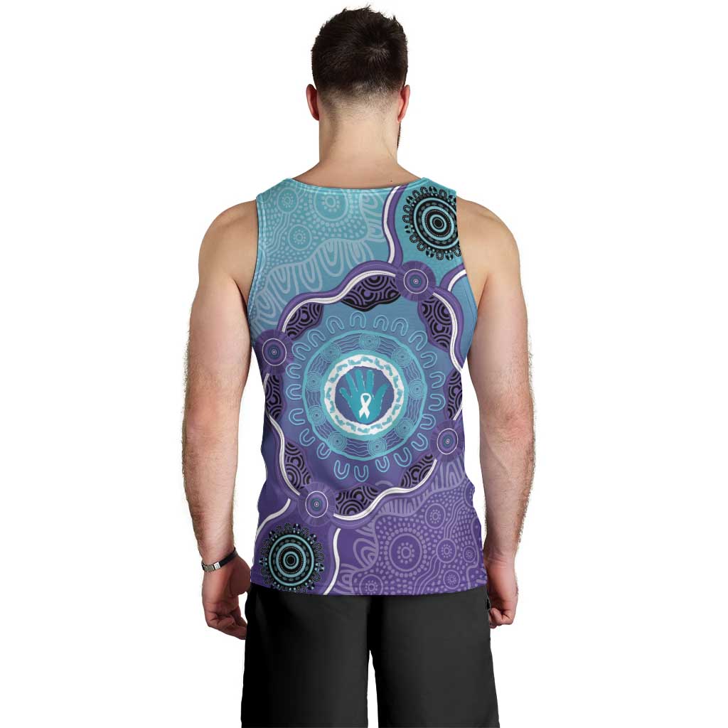 Australia Indigenous Men Tank Top Suicide Prevention Month Ribbon Aboriginal Art - Vibe Hoodie Shop