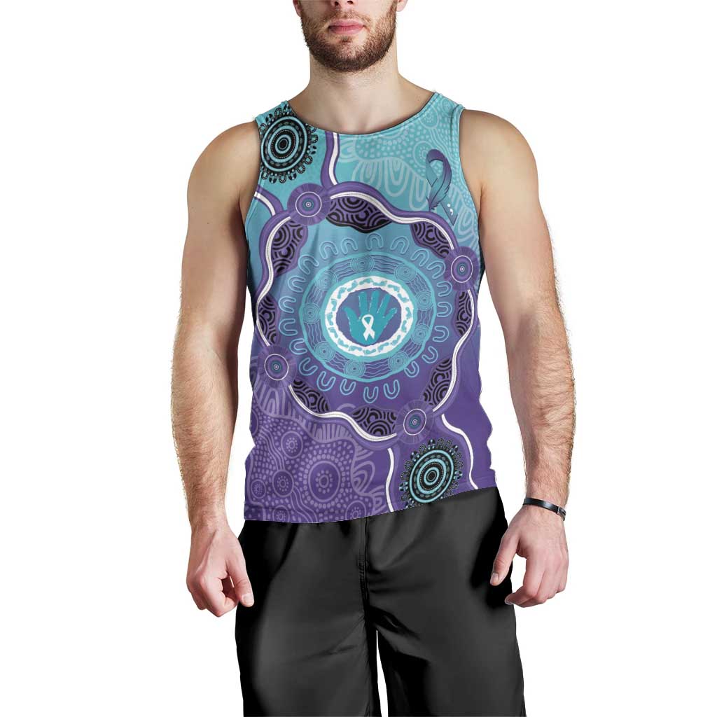 Australia Indigenous Men Tank Top Suicide Prevention Month Ribbon Aboriginal Art - Vibe Hoodie Shop