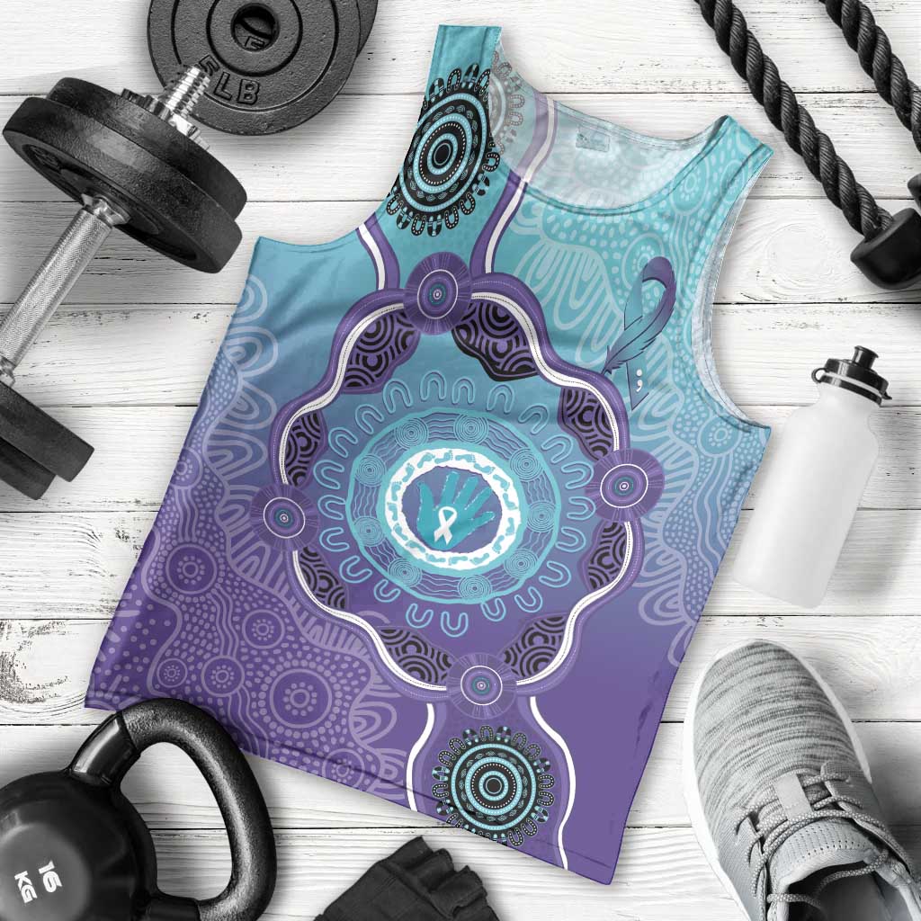 Australia Indigenous Men Tank Top Suicide Prevention Month Ribbon Aboriginal Art - Vibe Hoodie Shop