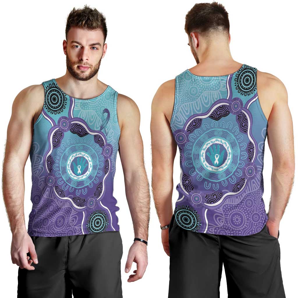 Australia Indigenous Men Tank Top Suicide Prevention Month Ribbon Aboriginal Art - Vibe Hoodie Shop