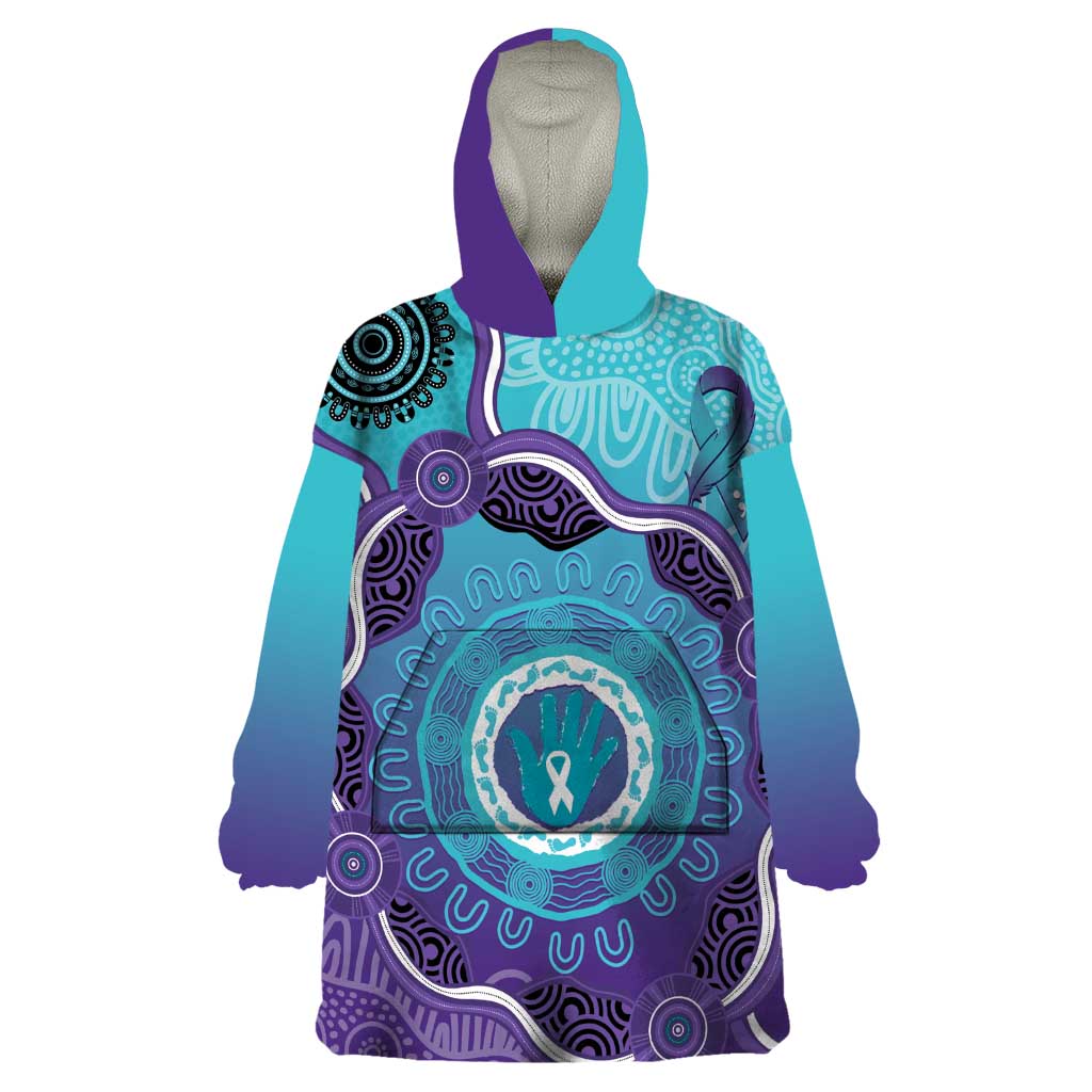 Australia Indigenous Wearable Blanket Hoodie Suicide Prevention Month Ribbon Aboriginal Art - Vibe Hoodie Shop