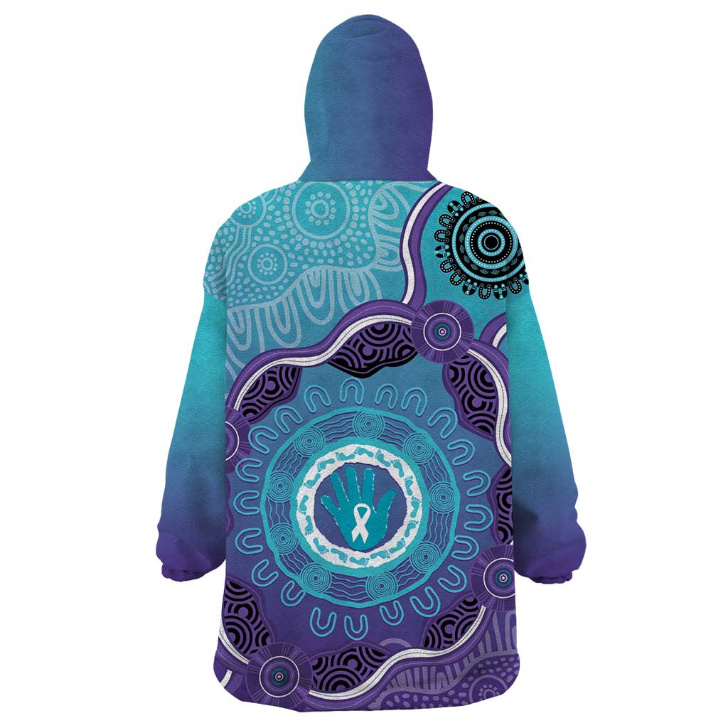 Australia Indigenous Wearable Blanket Hoodie Suicide Prevention Month Ribbon Aboriginal Art - Vibe Hoodie Shop