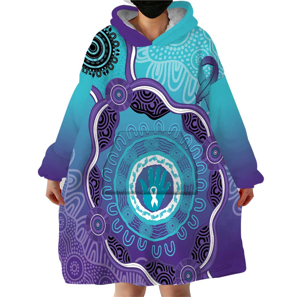 Australia Indigenous Wearable Blanket Hoodie Suicide Prevention Month Ribbon Aboriginal Art - Vibe Hoodie Shop