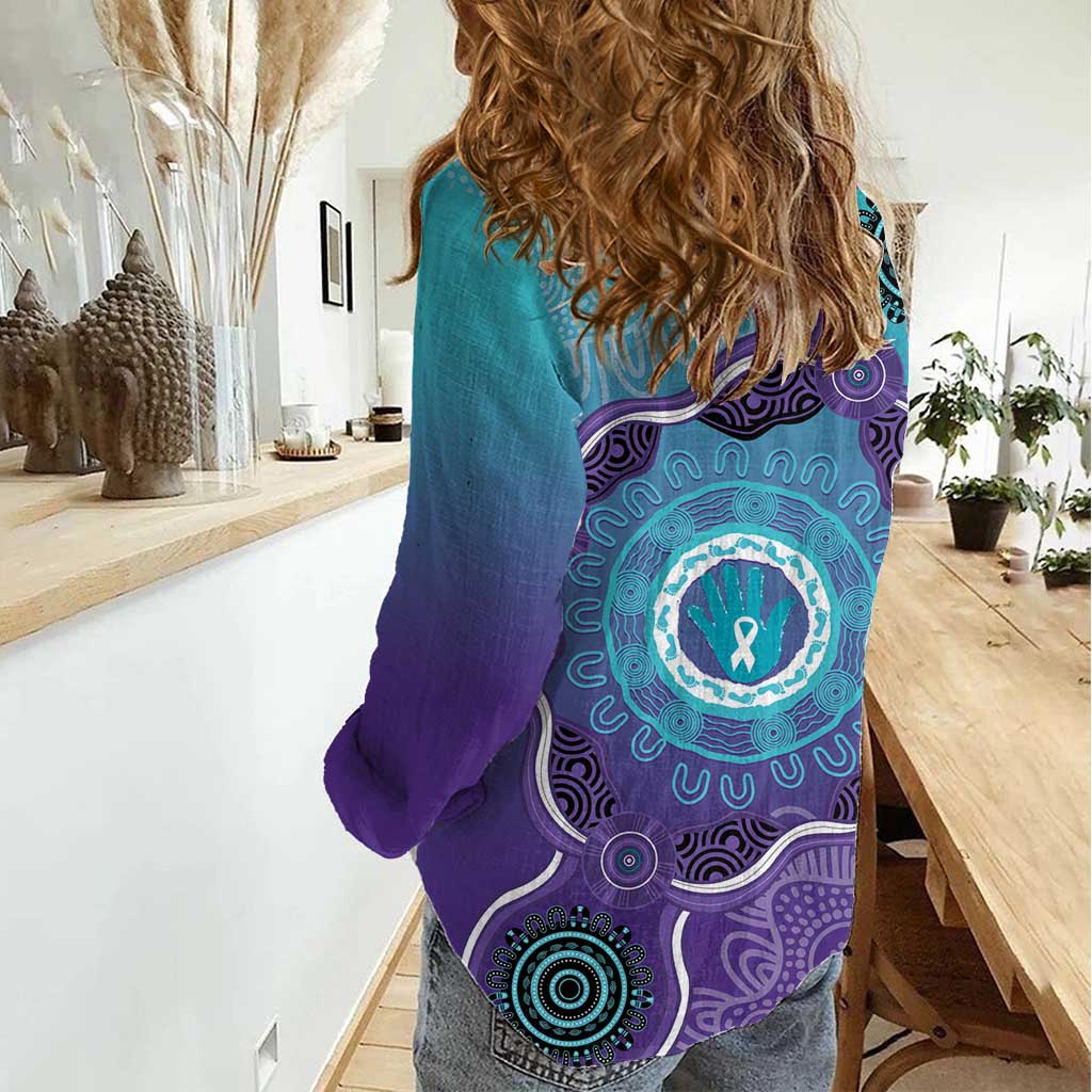 Australia Indigenous Women Casual Shirt Suicide Prevention Month Ribbon Aboriginal Art - Vibe Hoodie Shop