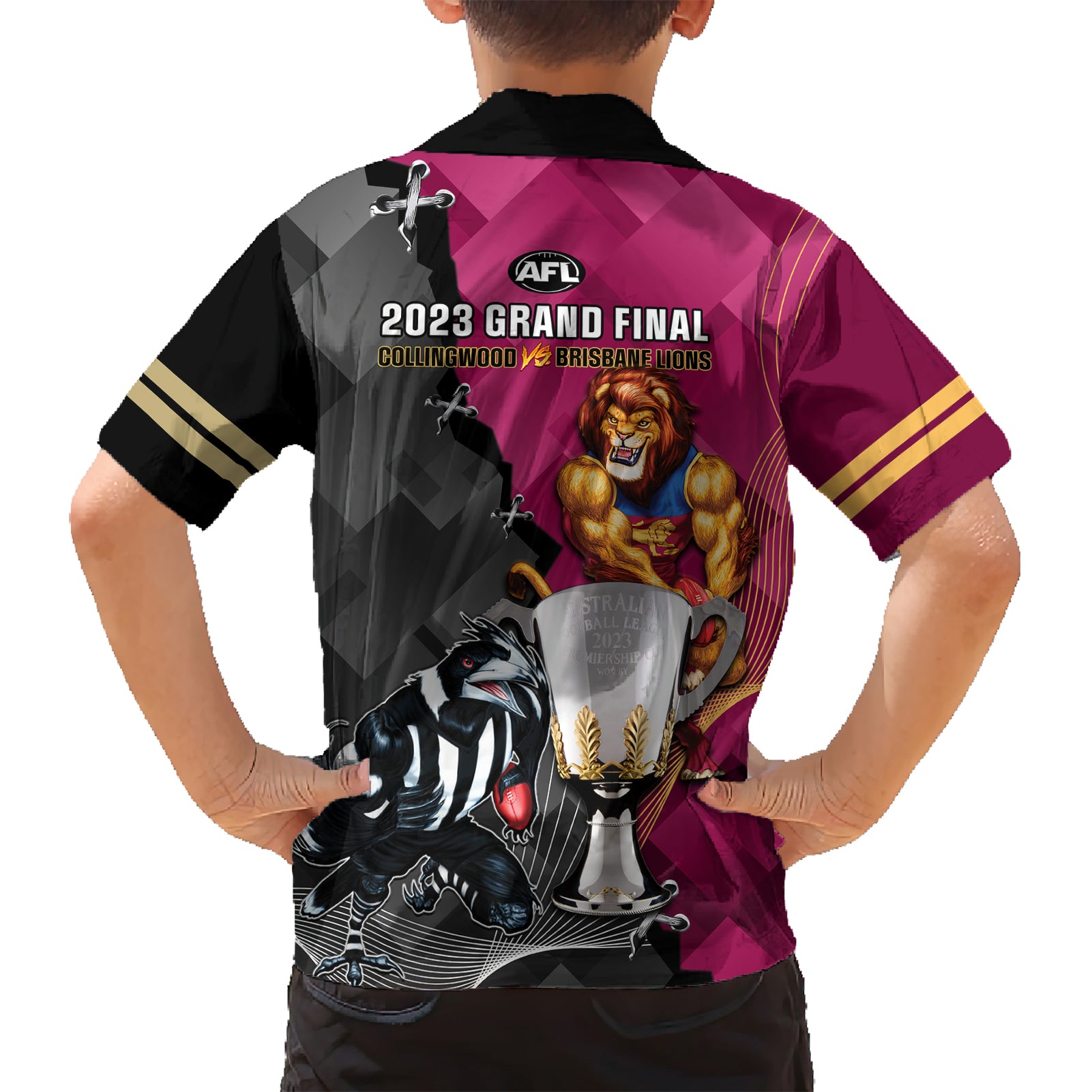 Collingwood And Lions Football Hawaiian Shirt 2023 Grand Final Magpies Brisbane Together - Vibe Hoodie Shop