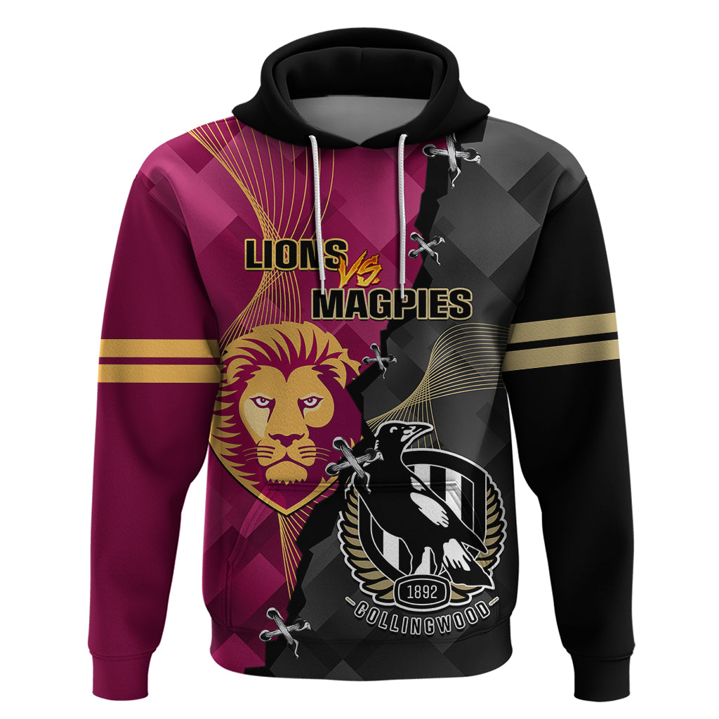 Collingwood And Lions Football Hoodie 2023 Grand Final Magpies Brisbane Together - Vibe Hoodie Shop