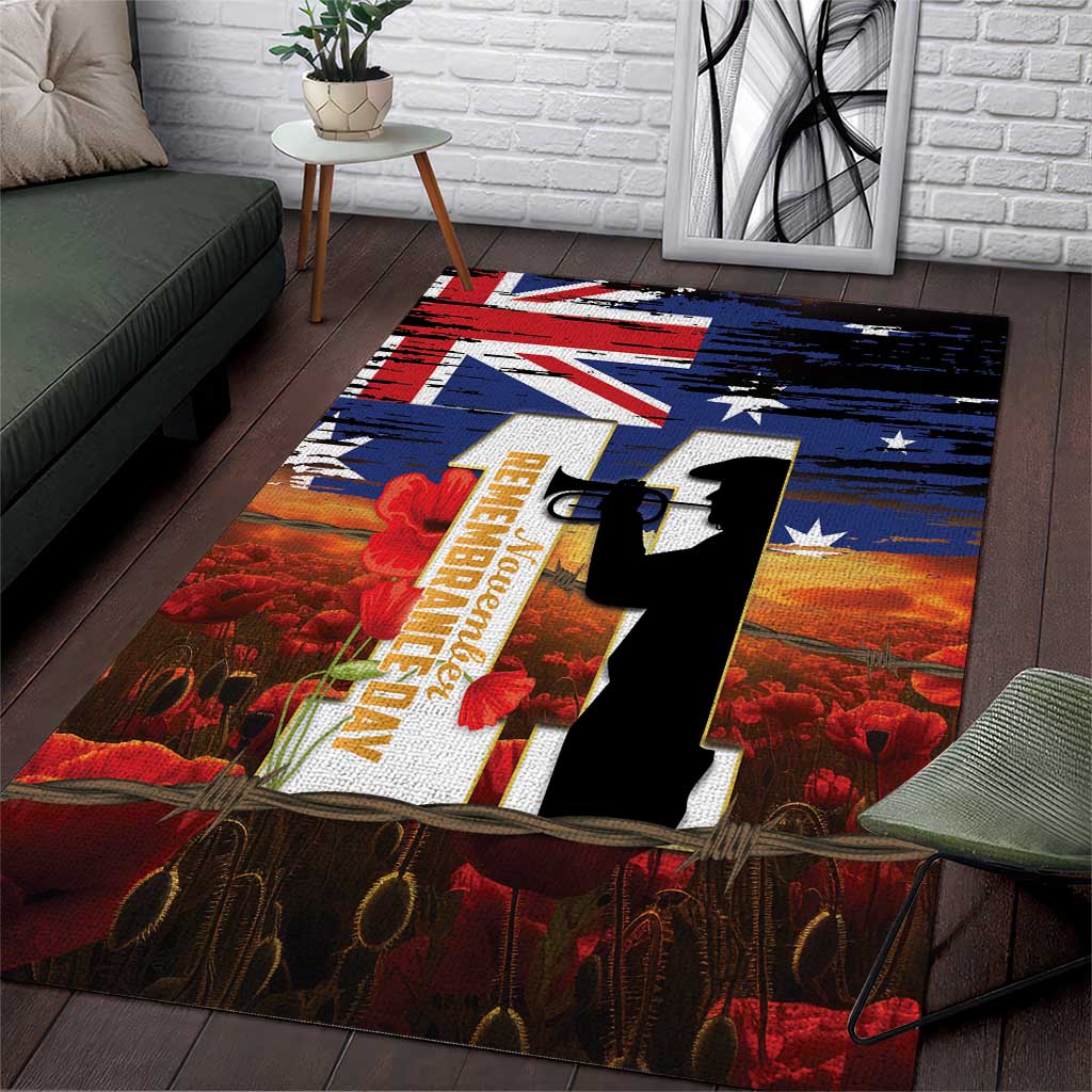 Australia Rememberance Day Area Rug 11 November Poppy Field With Last Post - Vibe Hoodie Shop