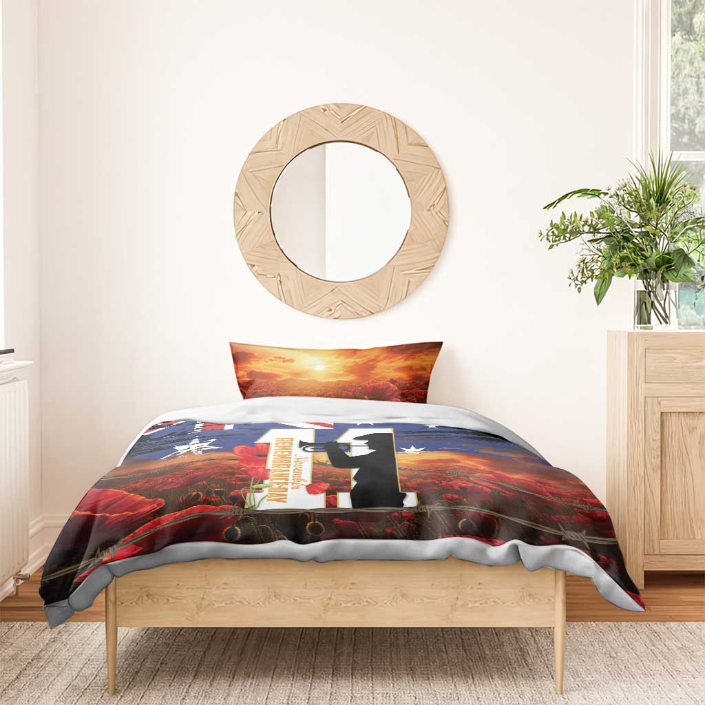Australia Rememberance Day Bedding Set 11 November Poppy Field With Last Post - Vibe Hoodie Shop