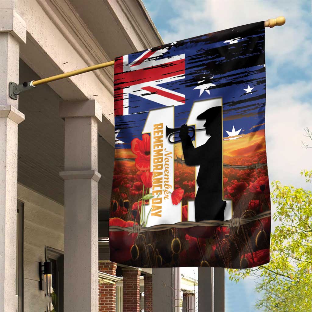 Australia Rememberance Day Garden Flag 11 November Poppy Field With Last Post - Vibe Hoodie Shop