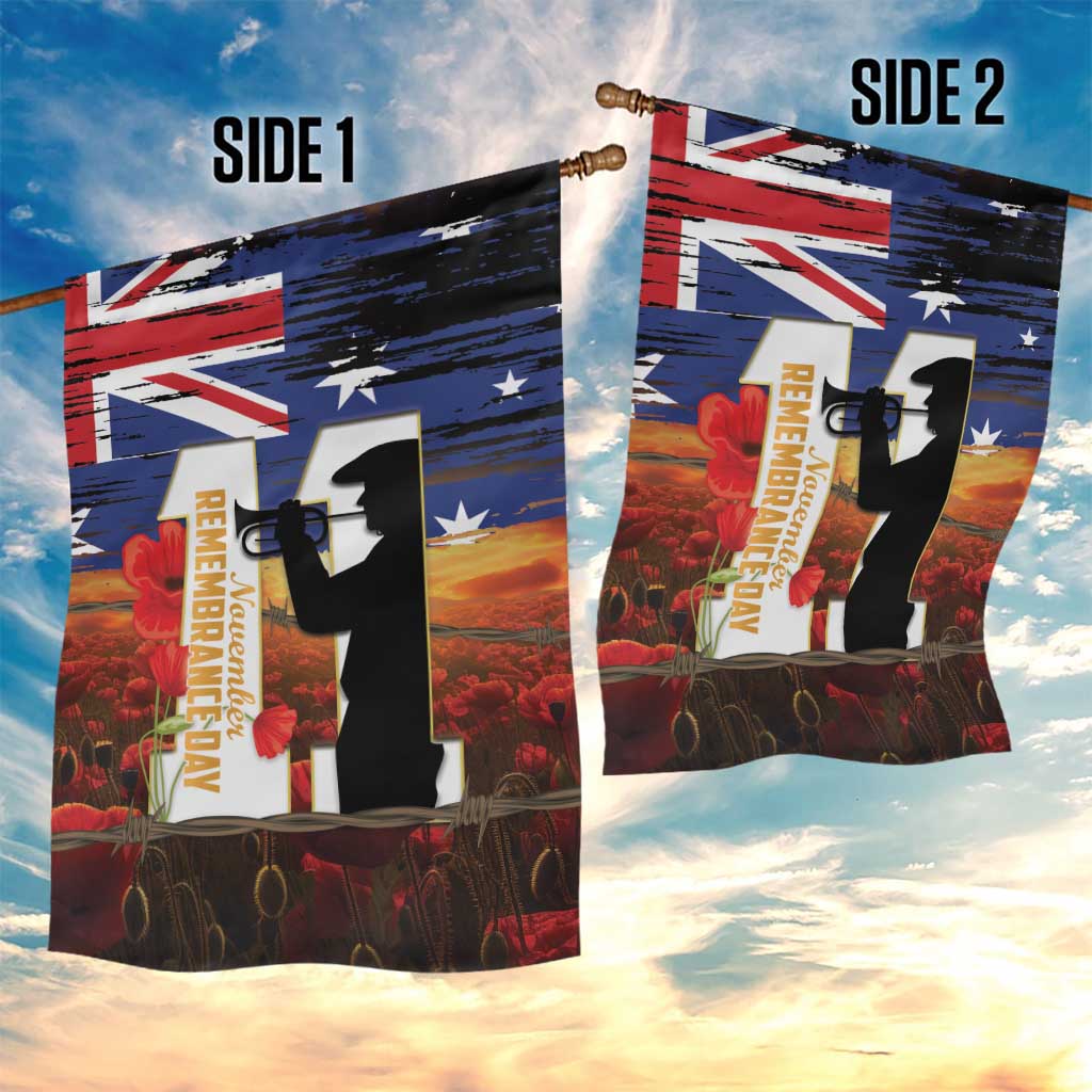 Australia Rememberance Day Garden Flag 11 November Poppy Field With Last Post - Vibe Hoodie Shop