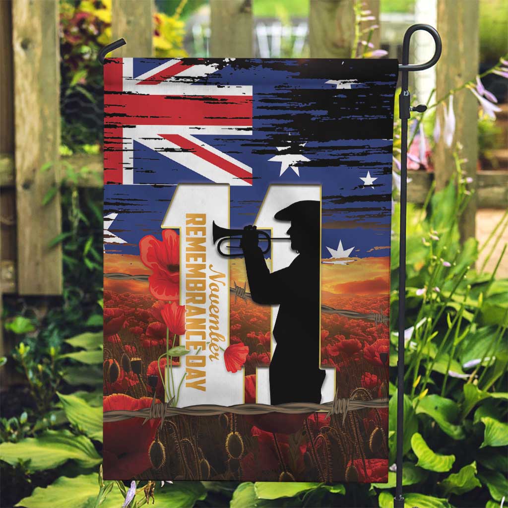 Australia Rememberance Day Garden Flag 11 November Poppy Field With Last Post - Vibe Hoodie Shop