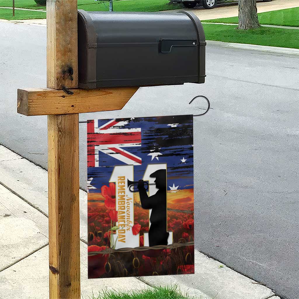 Australia Rememberance Day Garden Flag 11 November Poppy Field With Last Post - Vibe Hoodie Shop