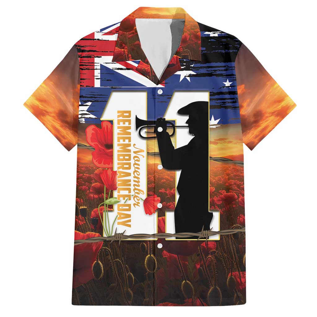 Australia Rememberance Day Hawaiian Shirt 11 November Poppy Field With Last Post - Vibe Hoodie Shop