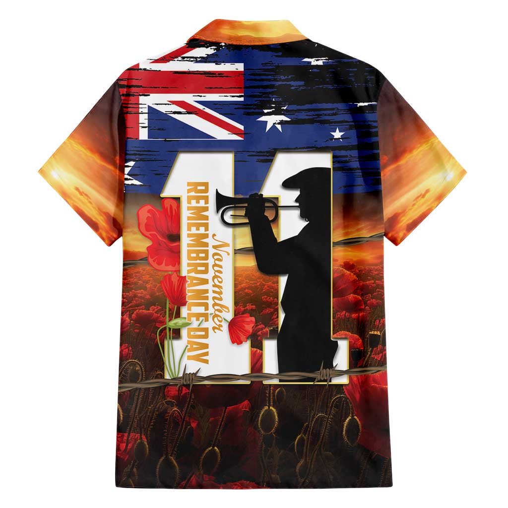 Australia Rememberance Day Hawaiian Shirt 11 November Poppy Field With Last Post - Vibe Hoodie Shop