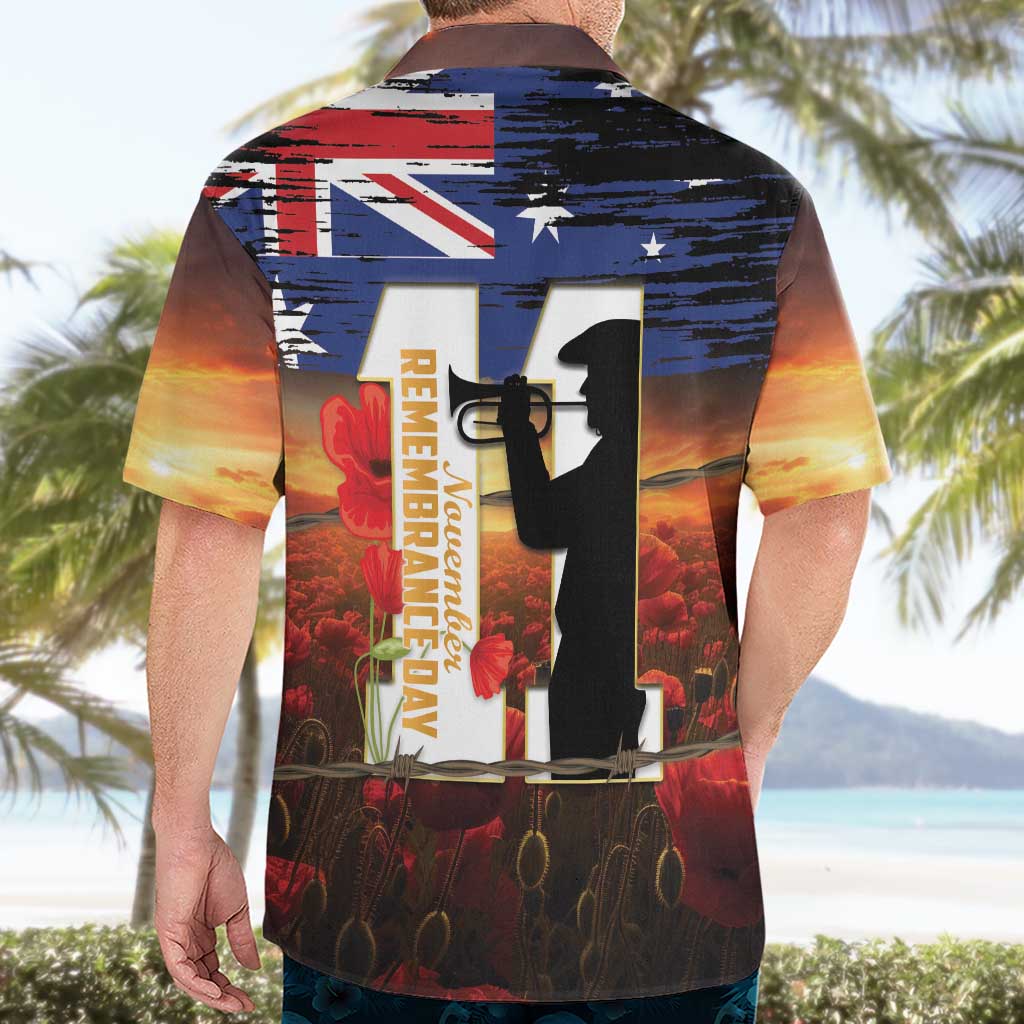 Australia Rememberance Day Hawaiian Shirt 11 November Poppy Field With Last Post - Vibe Hoodie Shop