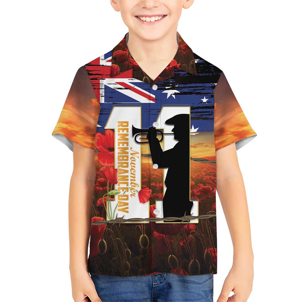 Australia Rememberance Day Hawaiian Shirt 11 November Poppy Field With Last Post - Vibe Hoodie Shop