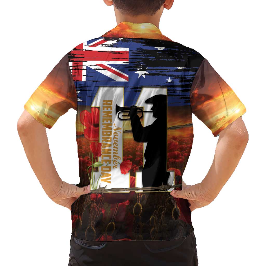 Australia Rememberance Day Hawaiian Shirt 11 November Poppy Field With Last Post - Vibe Hoodie Shop